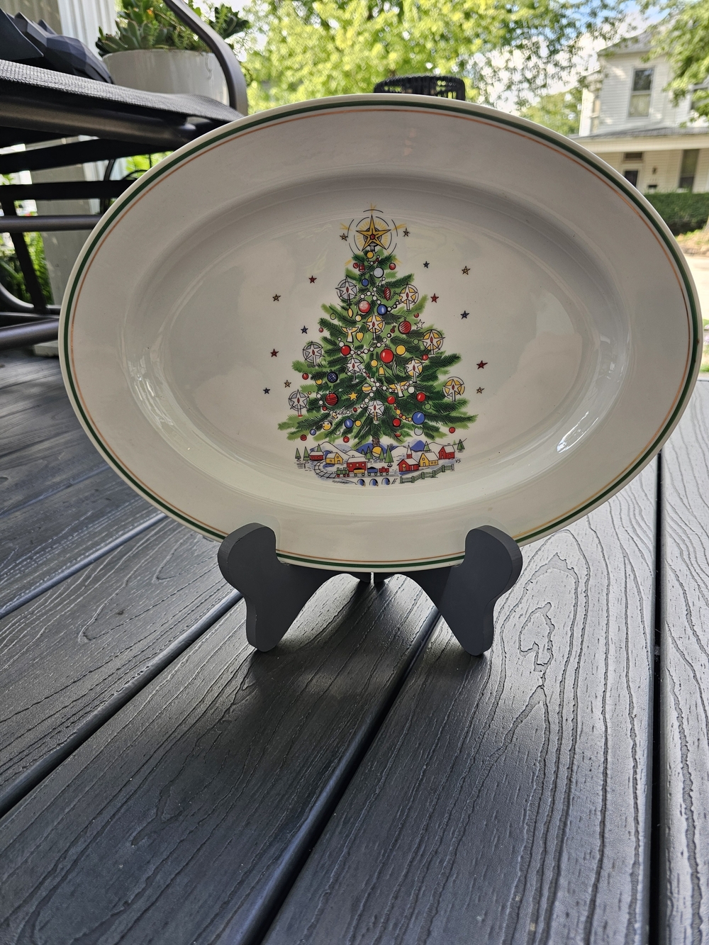 Vintage Salem Christmas Eve Porcelain 14.5" Oval Serving Platter